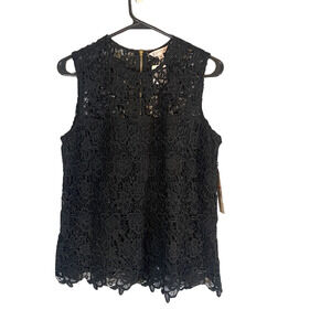Nanette Lepore Women’s Black Lace Sleeveless High Neck Blouse Back Zipper Sz Sm